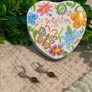 Vintage Brighton Sterling Silver and Brown stone Dangle Earrings